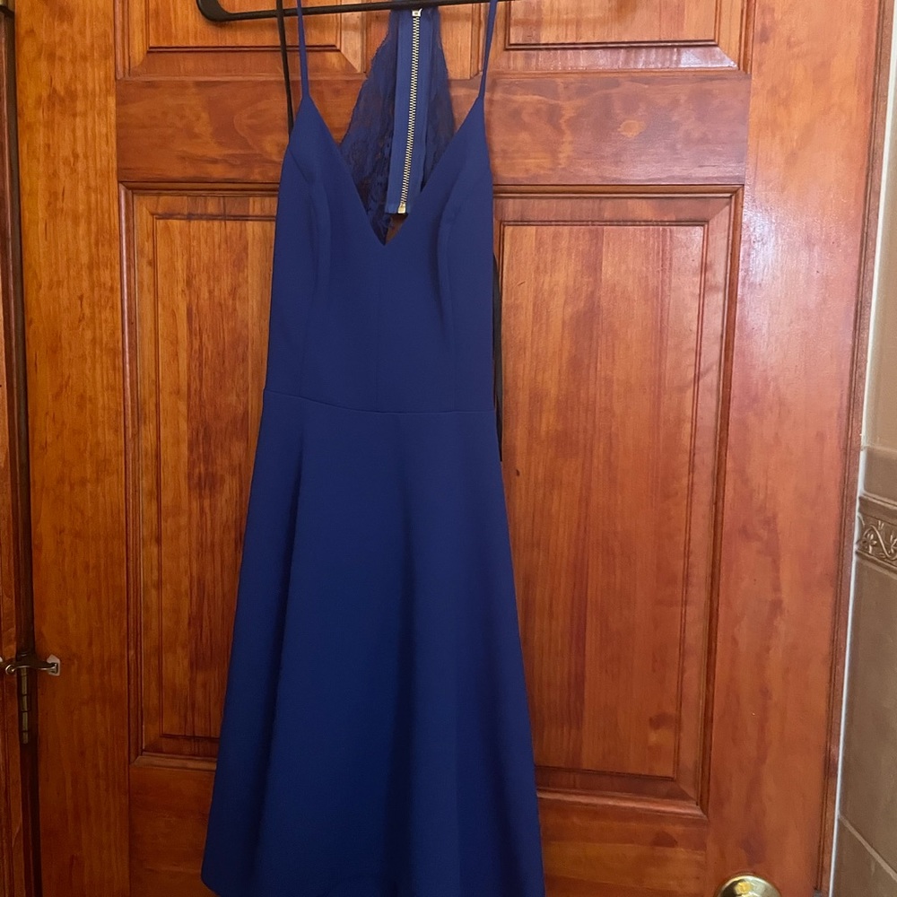 Blue open back party dress